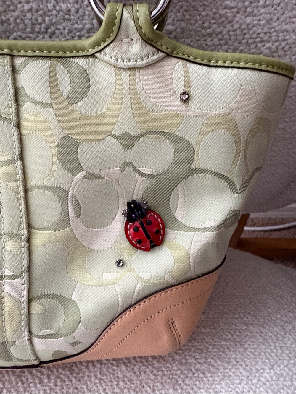 Coach Limited Edition 2004 Light Green Ladybug 🐞 Signature Tote - Picture 6 of 10